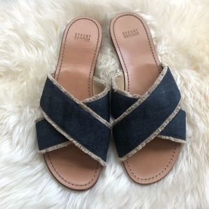 Stuart Weitzman Denim Flat Mule Sandals